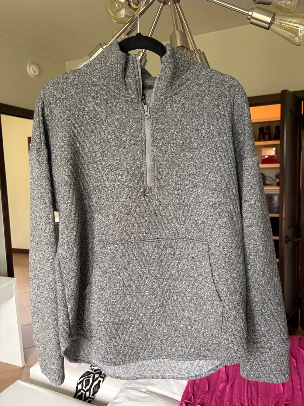GAP Gray Heather Quarter-Zip Pullover